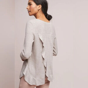Anthropologie Saturday Sunday Wendy Waffle Knit Ruffle Top Size XS